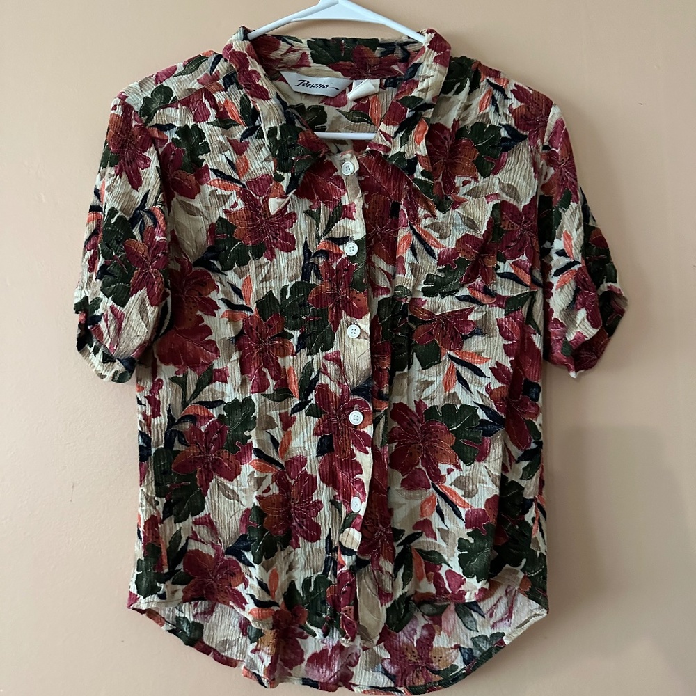 Vintage Persona Button Up Floral Top Women's SIZE 10